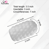 Product dimensions for Calmras Tic Stroker - 3.5in length, 7in circumference